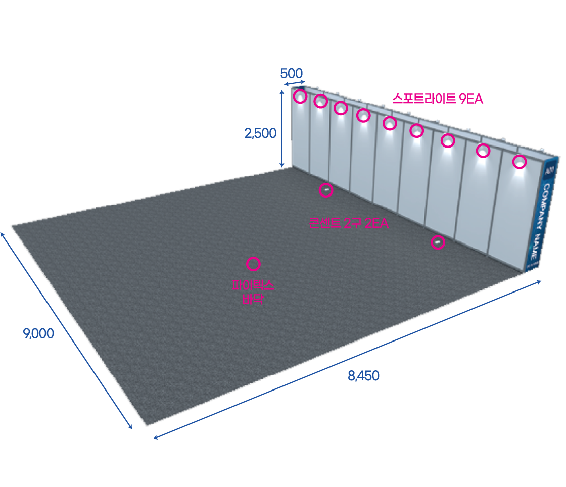 9부스형 벽체 오픈형 부스 구성 이미지